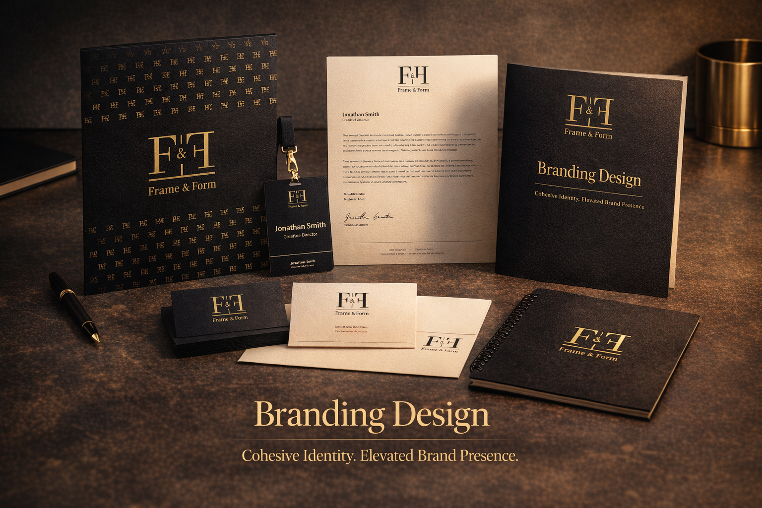 Brand identity and branding design mockup for small businesses