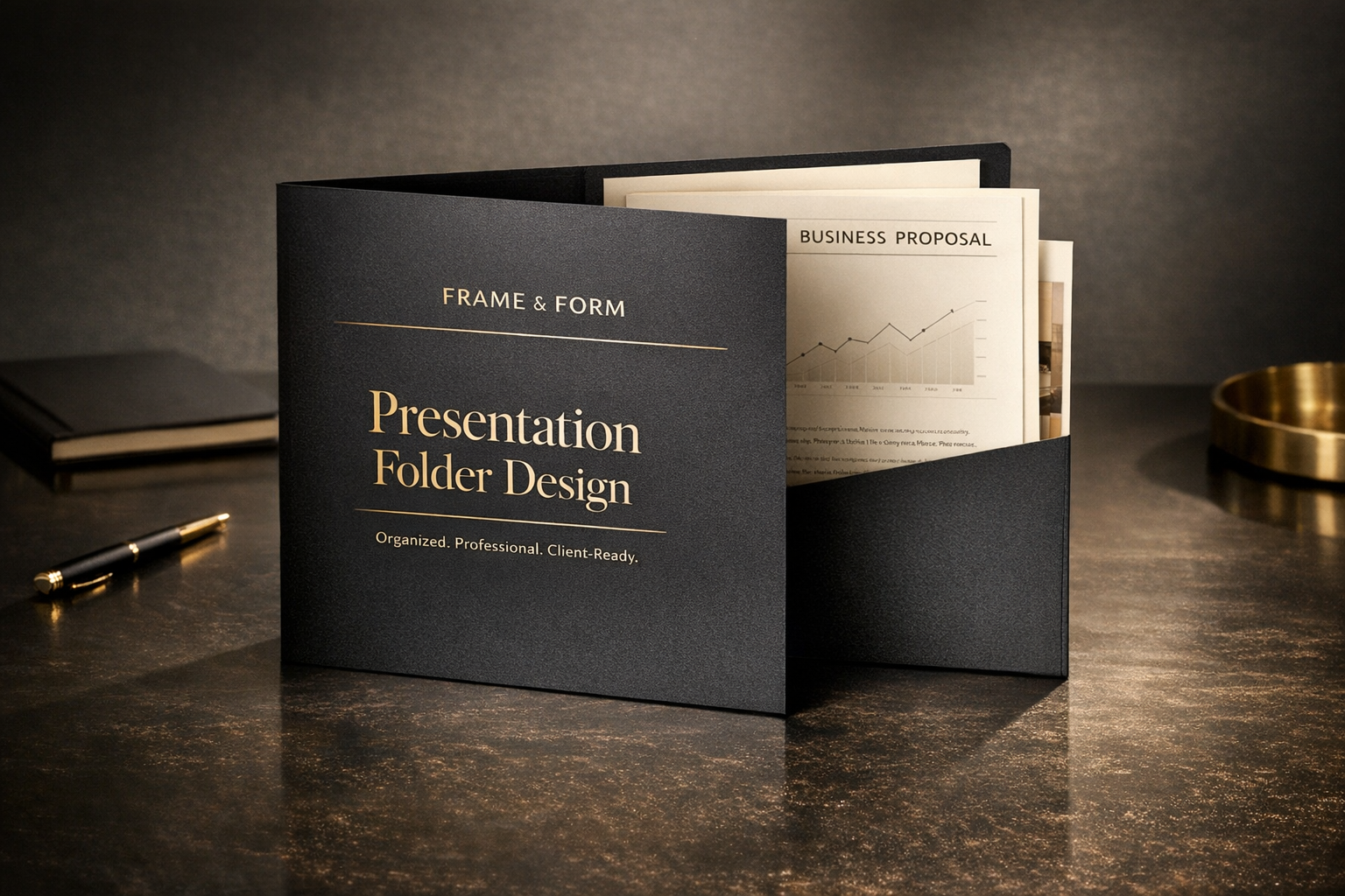 Presentation folder printing mockup for proposals and business meetings