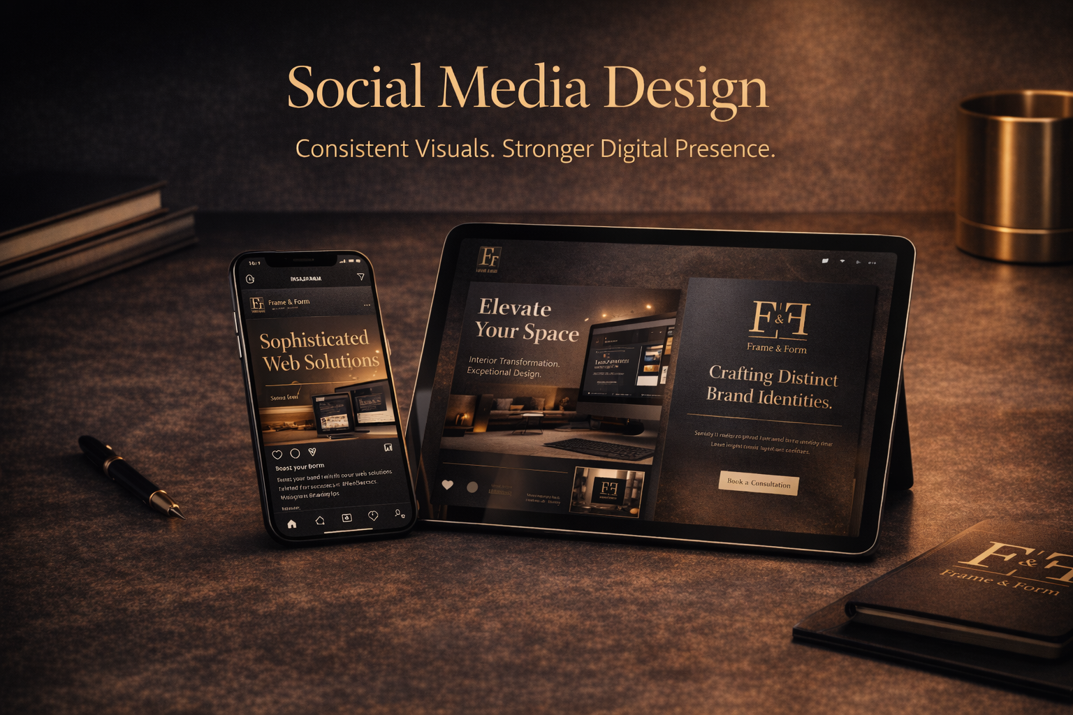 Social media design mockup for branded business content